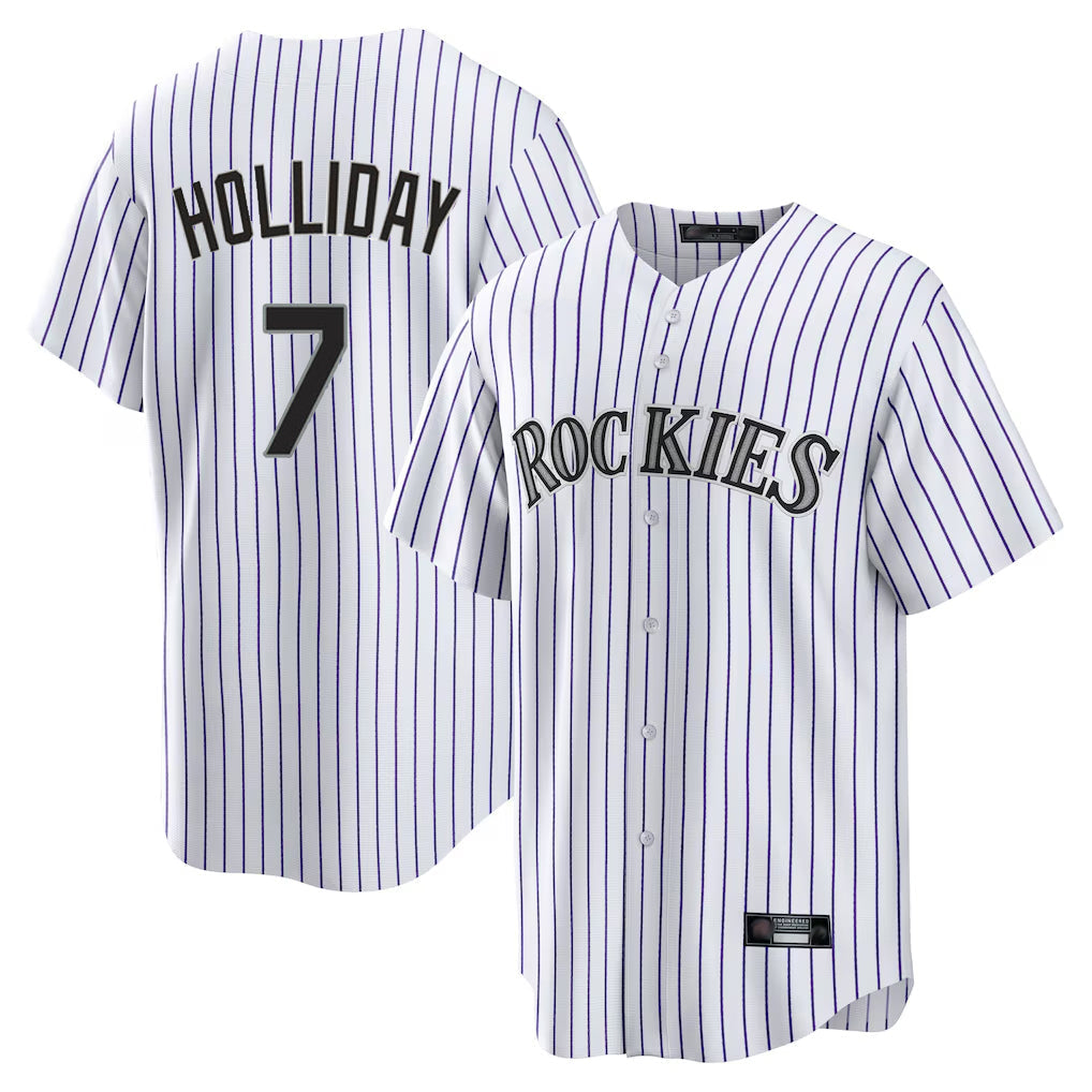 Pouc C.Rockies #7 Matt Holliday Player White Game Home Stitched Jerseys