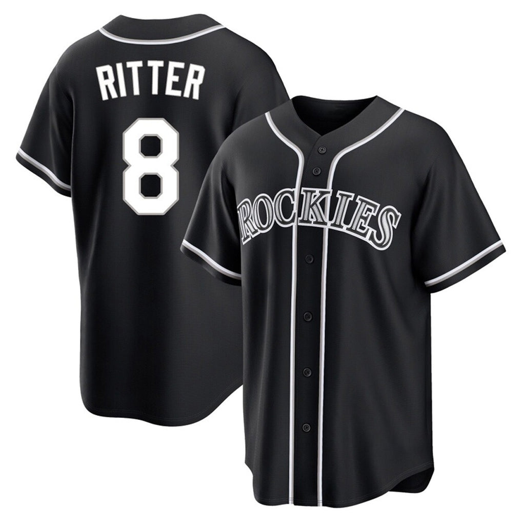 Pouc C.Rockies #8 Ryan Ritter Player Black Fashion Out Home Game Stitched Jerseys