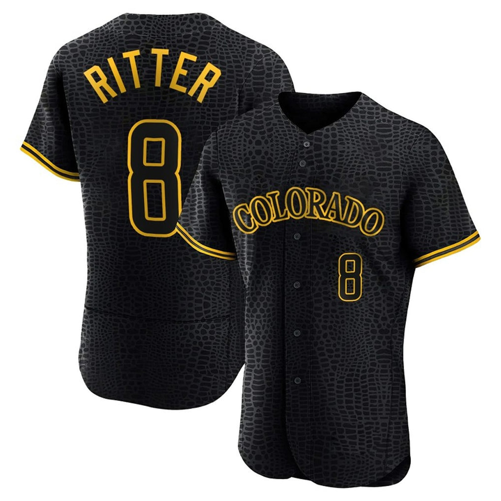 Pouc C.Rockies #8 Ryan Ritter Player Black Snake Skin City Limited Elite Home Stitched Jerseys