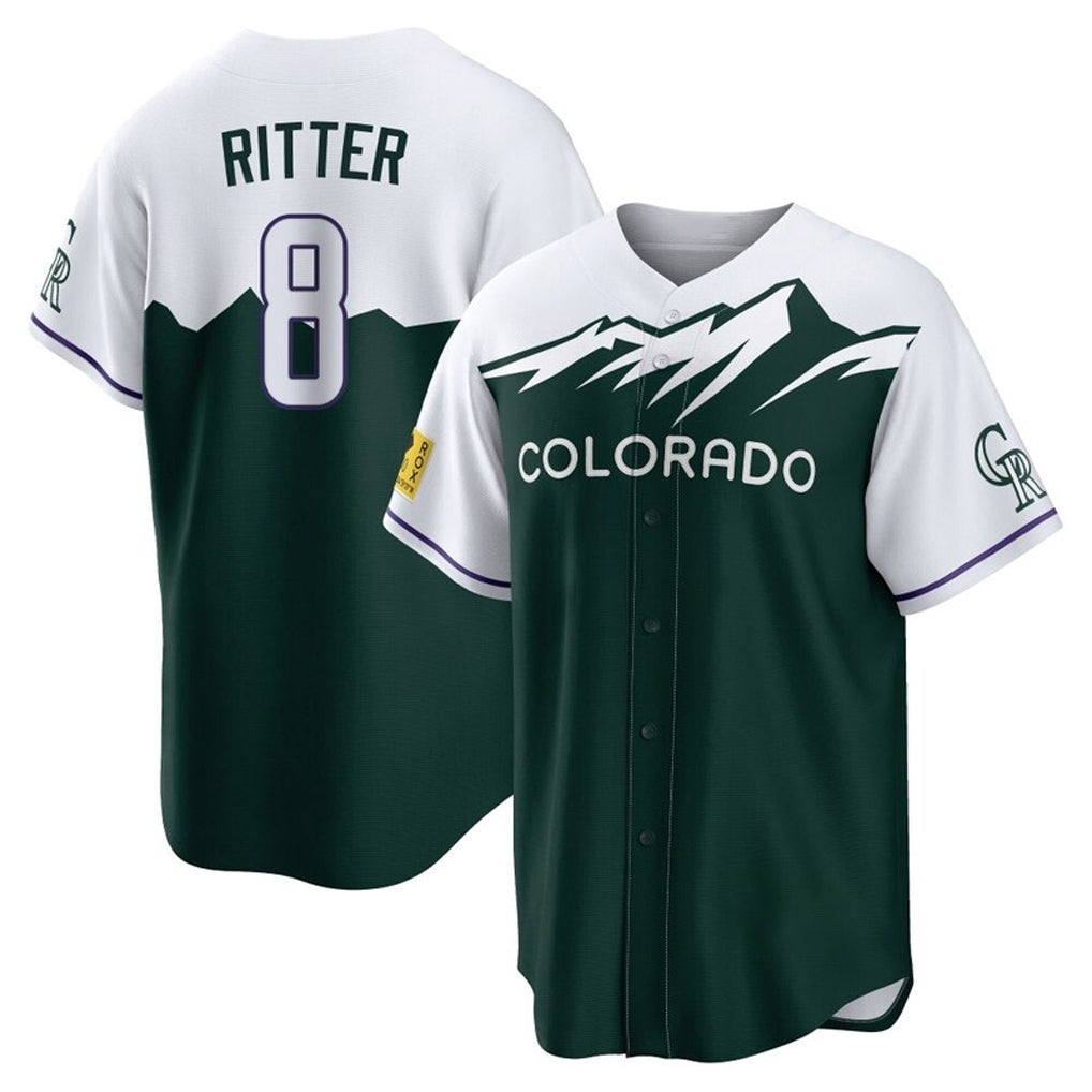 Pouc C.Rockies #8 Ryan Ritter Player Green City Connect Home Game Stitched Jerseys