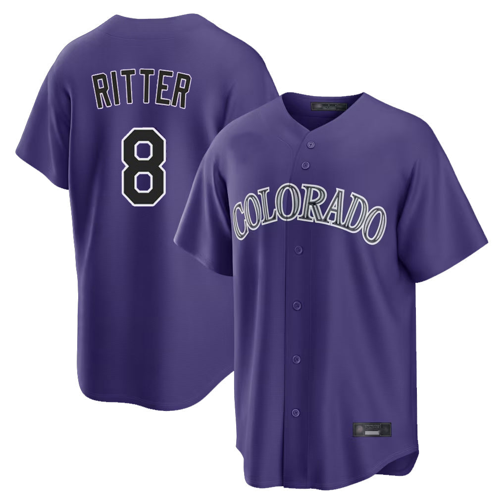 Pouc C.Rockies #8 Ryan Ritter Player Purple Game Home Stitched Jerseys