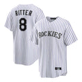 Pouc C.Rockies #8 Ryan Ritter Player White Game Home Stitched Jerseys