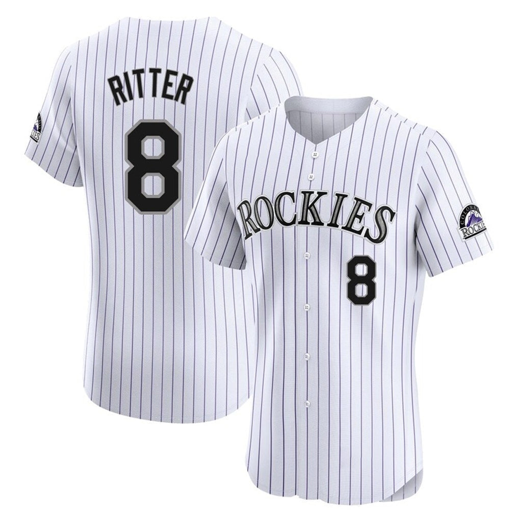 Pouc C.Rockies #8 Ryan Ritter Player White Limited Elite Home Stitched Jerseys