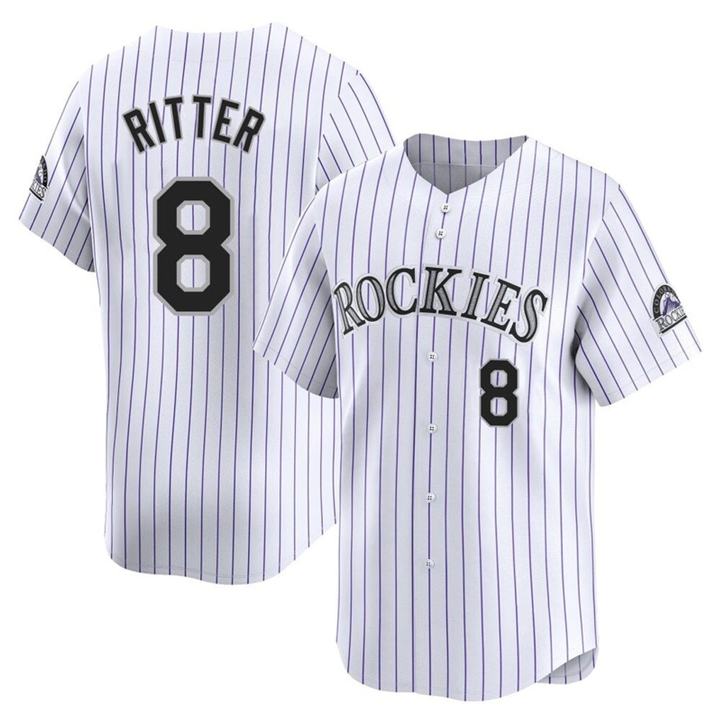Pouc C.Rockies #8 Ryan Ritter Player White Limited Home Stitched Jerseys