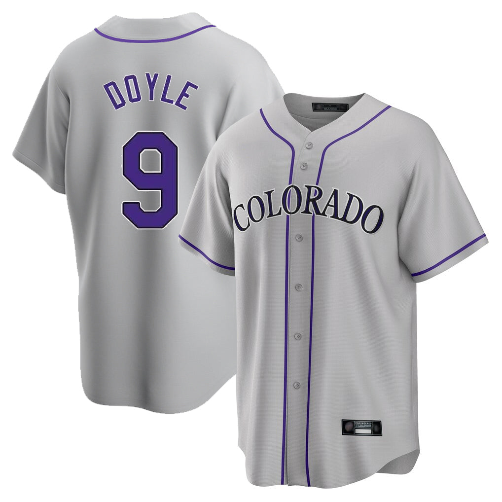 Pouc C.Rockies #9 Brenton Doyle Player Gray Game Home Stitched Jerseys