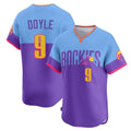Pouc C.Rockies #9 Brenton Doyle Player Purple-Light Blue City Connect Limited Home T-shirt Stitched Jerseys