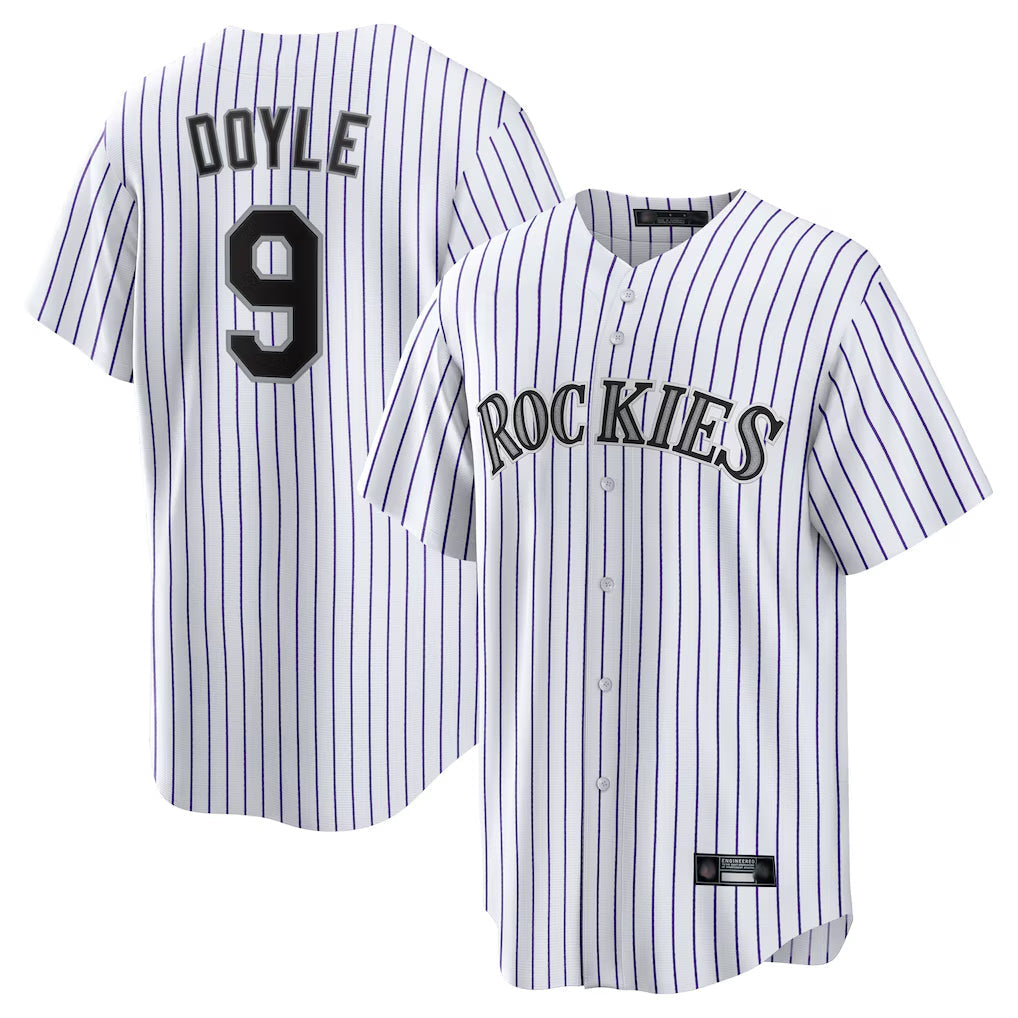 Pouc C.Rockies #9 Brenton Doyle Player White Game Home Stitched Jerseys