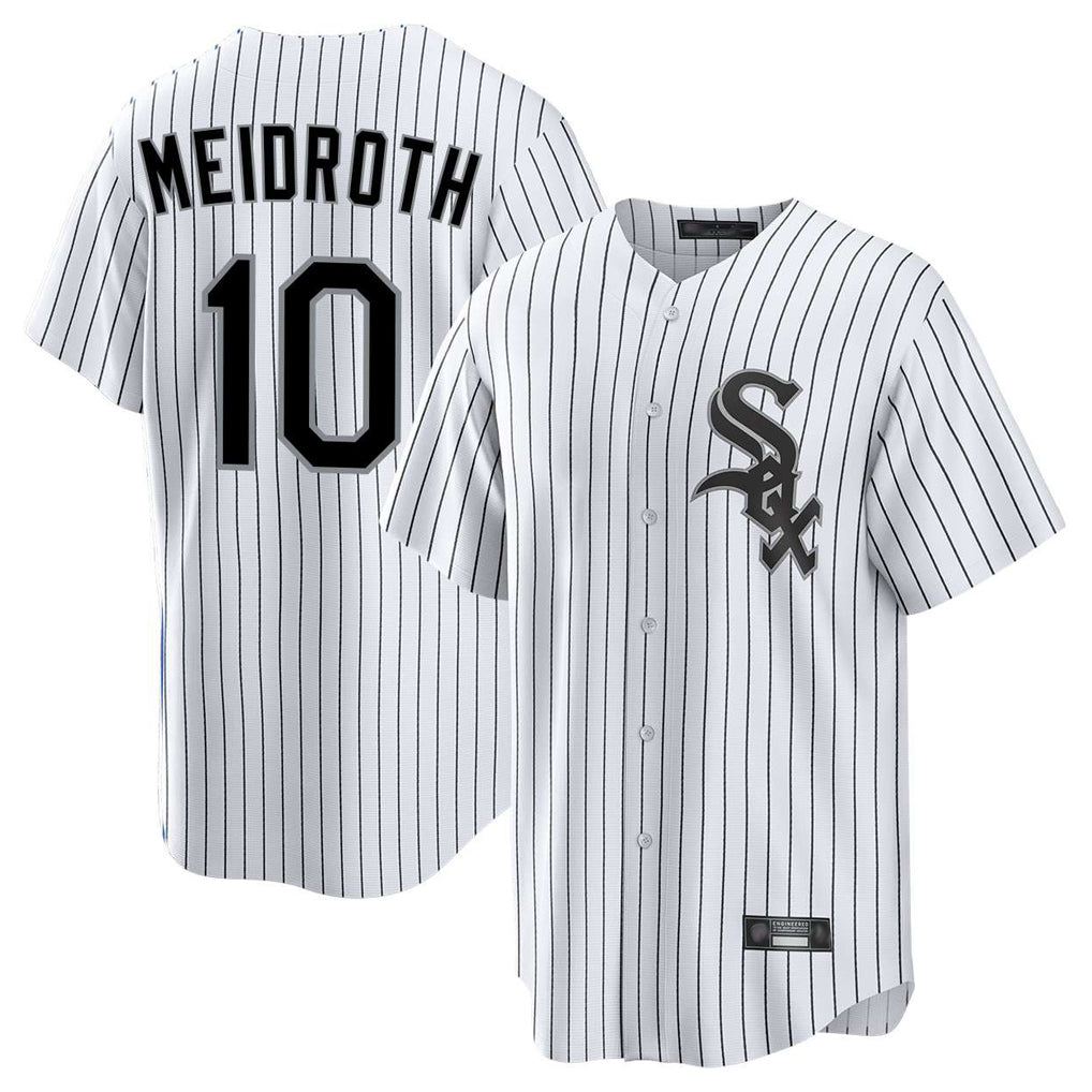 Pouc C.White Sox #10 Chase Meidroth Player White Stripe Home Game Stitched Jerseys