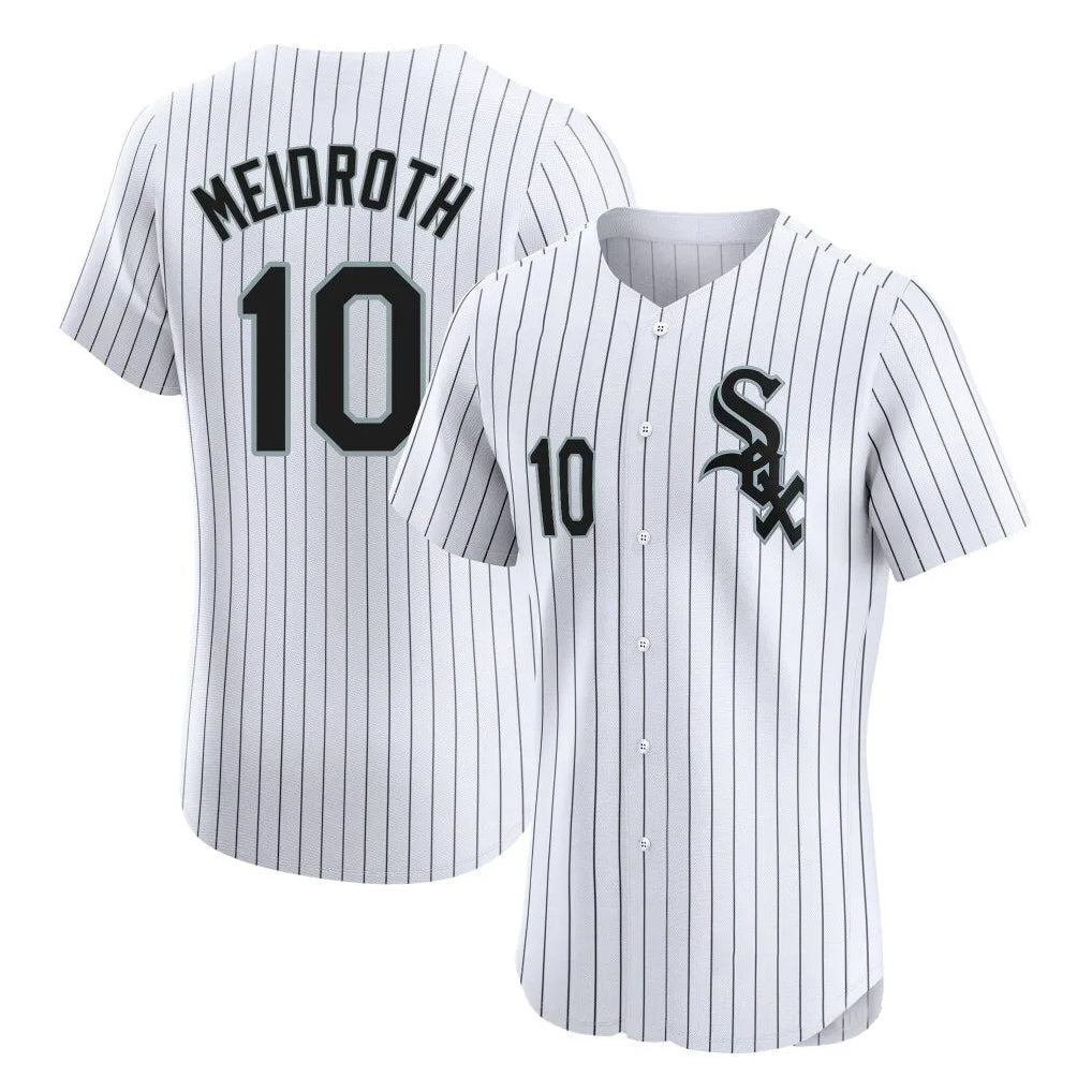 Pouc C.White Sox #10 Chase Meidroth Player White Stripe Limited Elite Home Stitched Jerseys