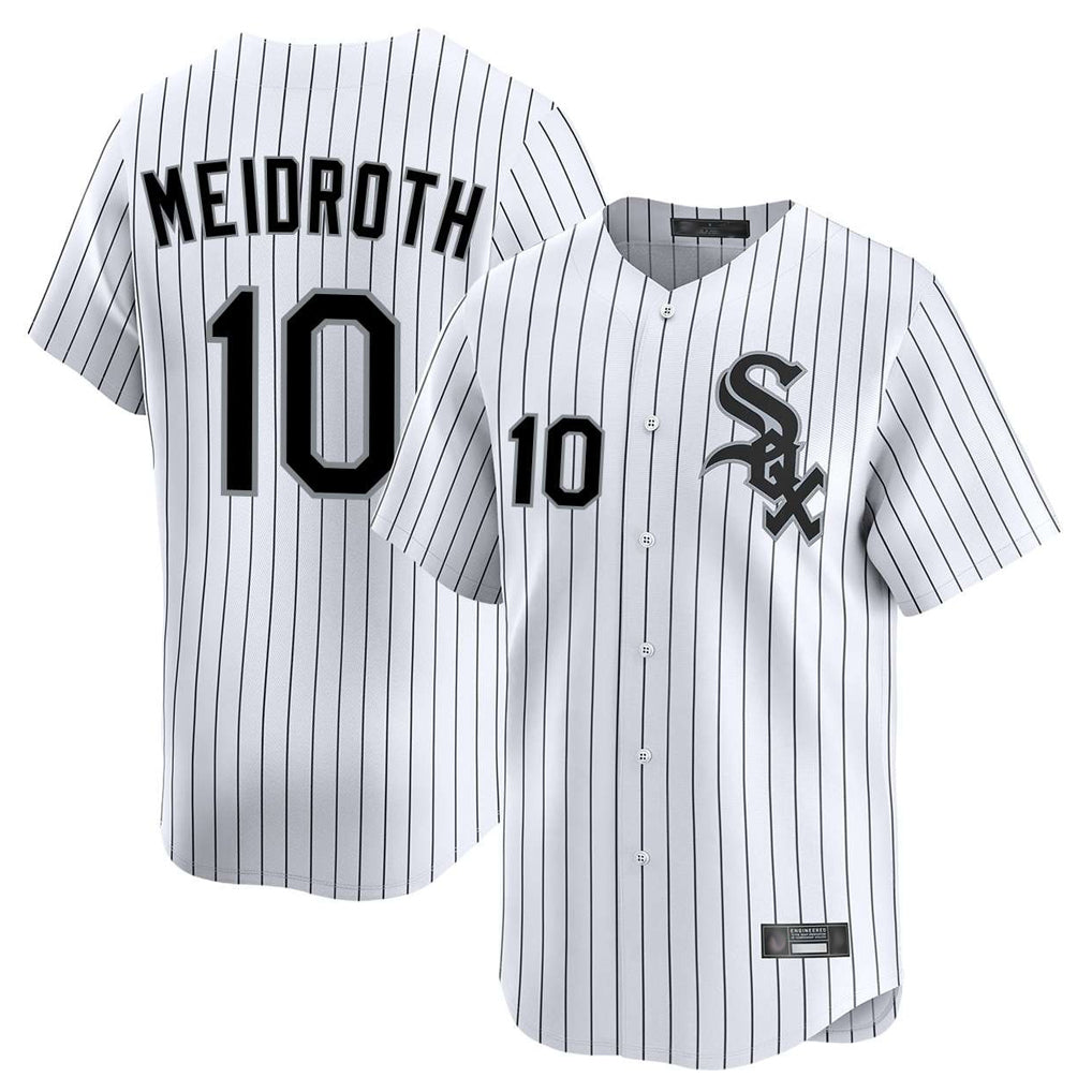 Pouc C.White Sox #10 Chase Meidroth Player White Stripe Limited Home Stitched Jerseys