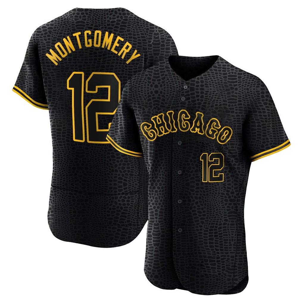 Pouc C.White Sox #12 Colson Montgomery Player Black Snake Skin City Limited Elite Home Stitched Jerseys
