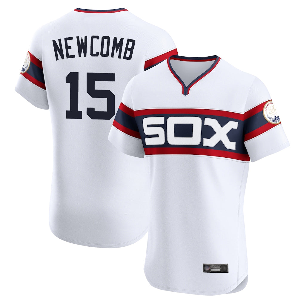 Pouc C.White Sox #15 Sean Newcomb Player White T-shirt Limited Elite Home Stitched Jerseys