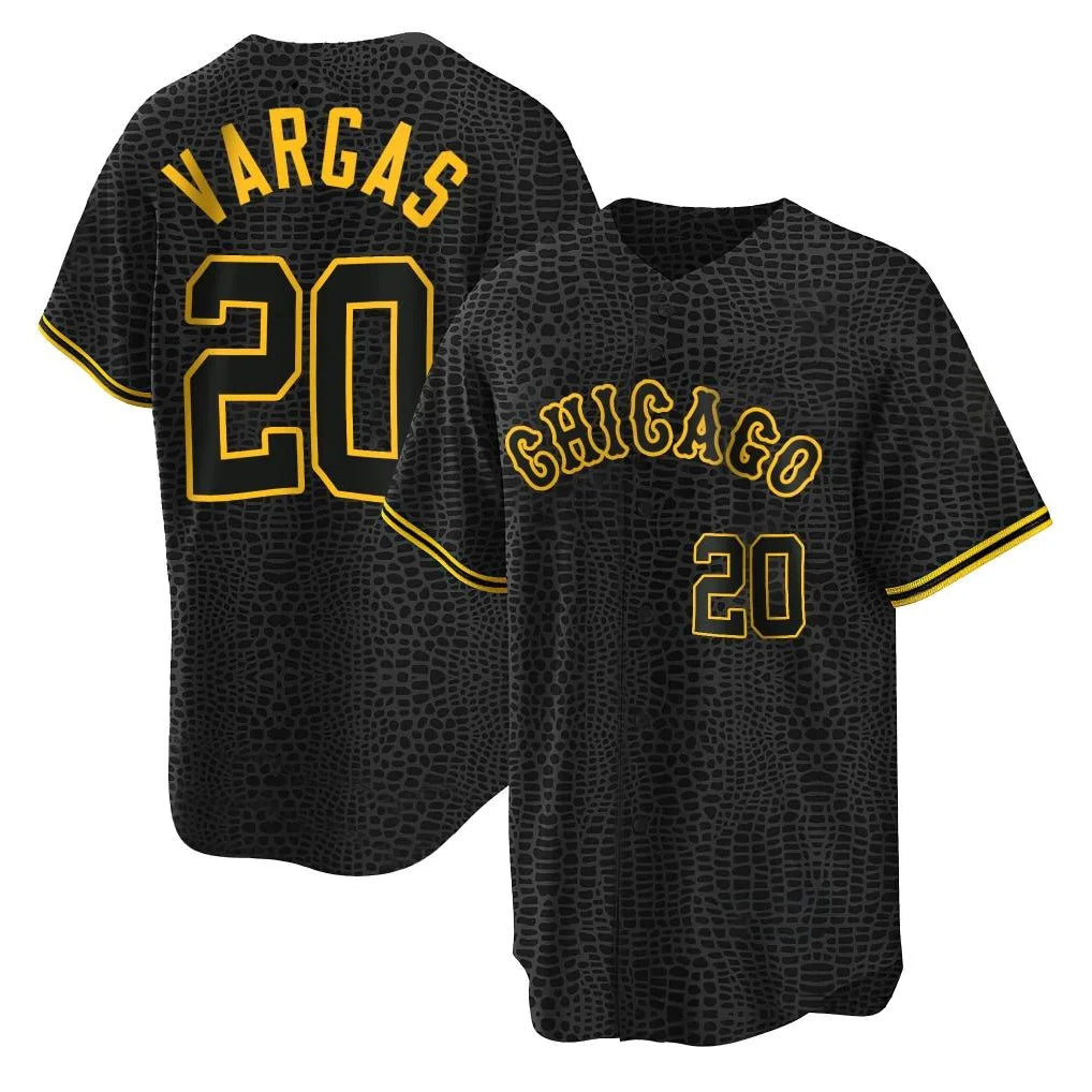 Pouc C.White Sox #20 Miguel Vargas Player Black Snake Skin City Home Game Stitched Jerseys