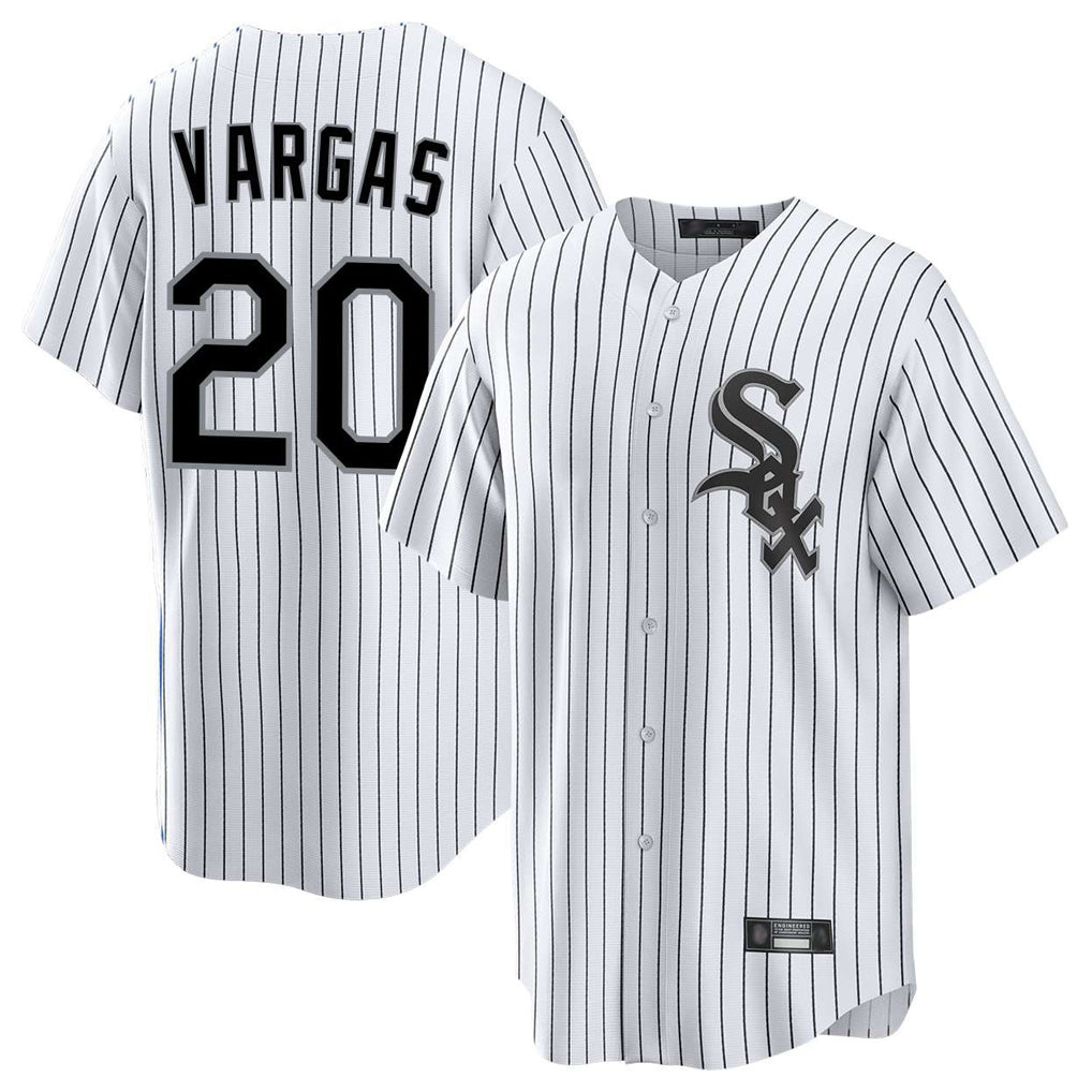 Pouc C.White Sox #20 Miguel Vargas Player White Stripe Home Game Stitched Jerseys