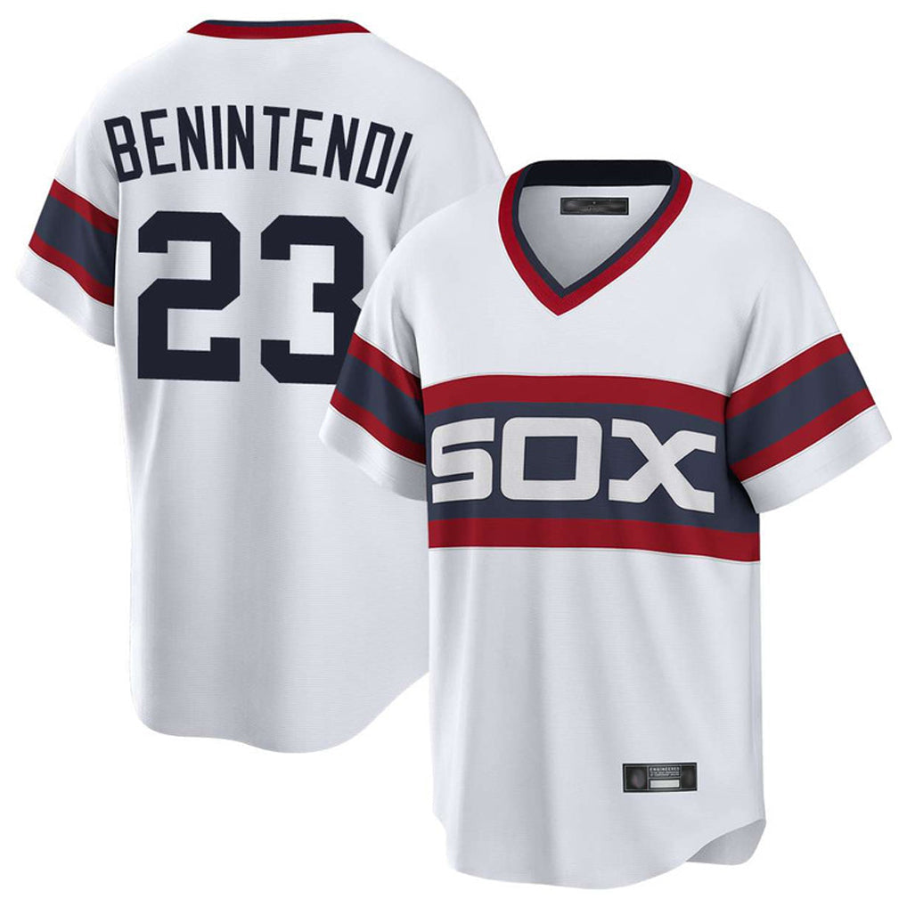 Pouc C.White Sox #23 Andrew Benintendi Player White T-shirt Home Game Stitched Jerseys