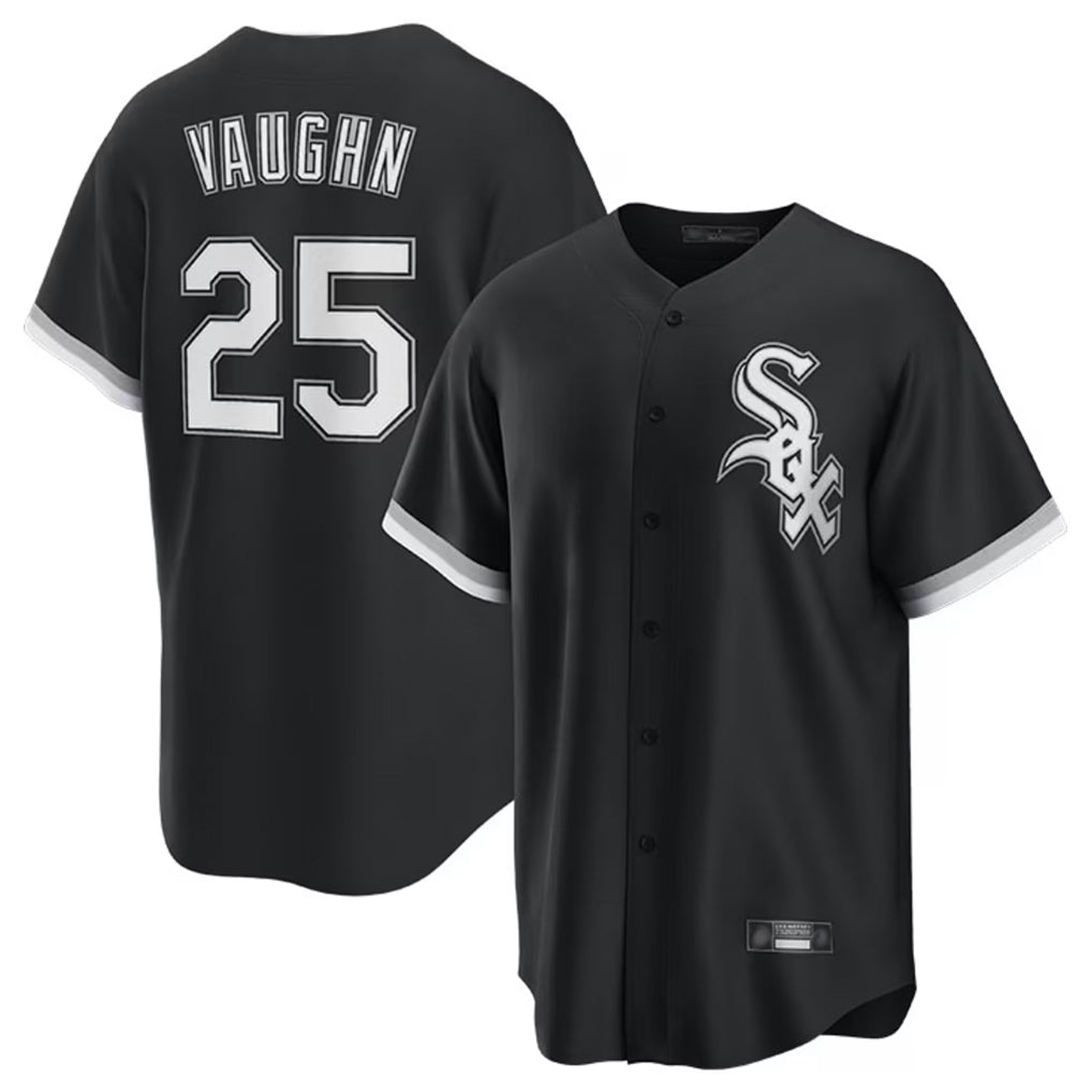 Pouc C.White Sox #25 Andrew Vaughn Player Black Home Game Stitched Jerseys