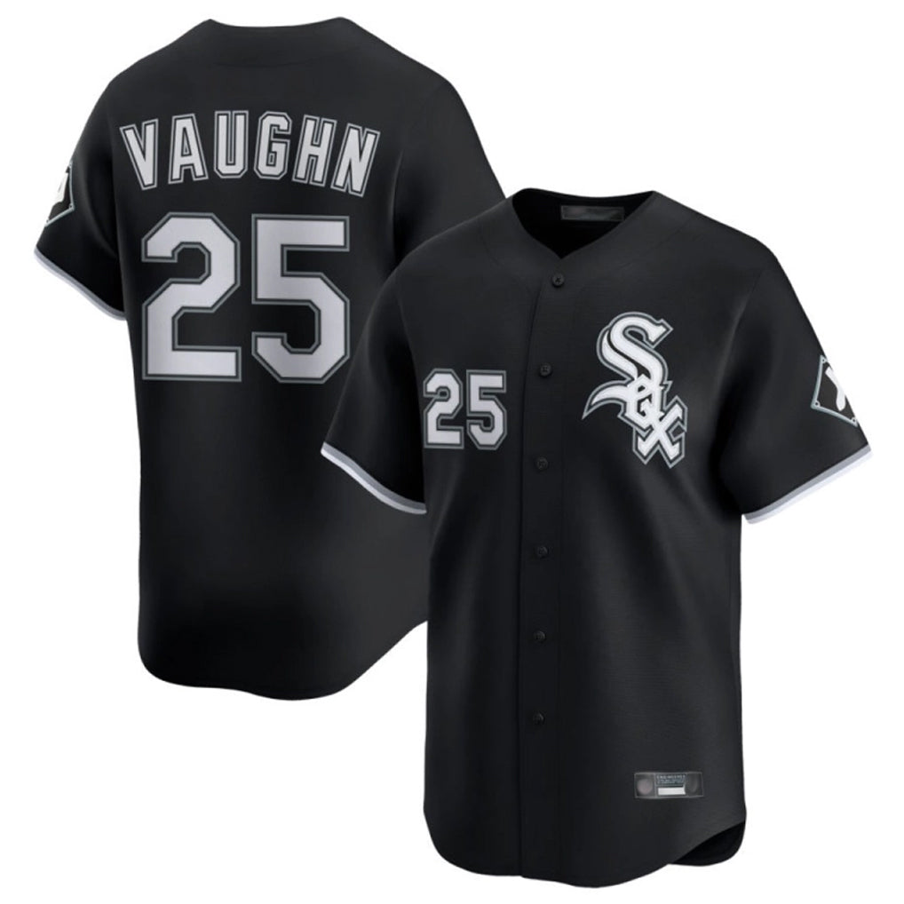 Pouc C.White Sox #25 Andrew Vaughn Player Black Limited Home Stitched Jerseys
