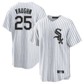 Pouc C.White Sox #25 Andrew Vaughn Player White Stripe Home Game Stitched Jerseys