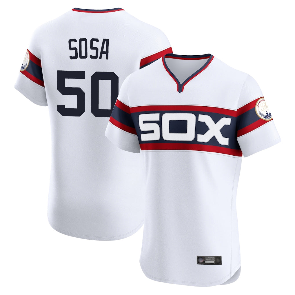 Pouc C.White Sox #50 Lenyn Sosa Player White T-shirt Limited Elite Home Stitched Jerseys