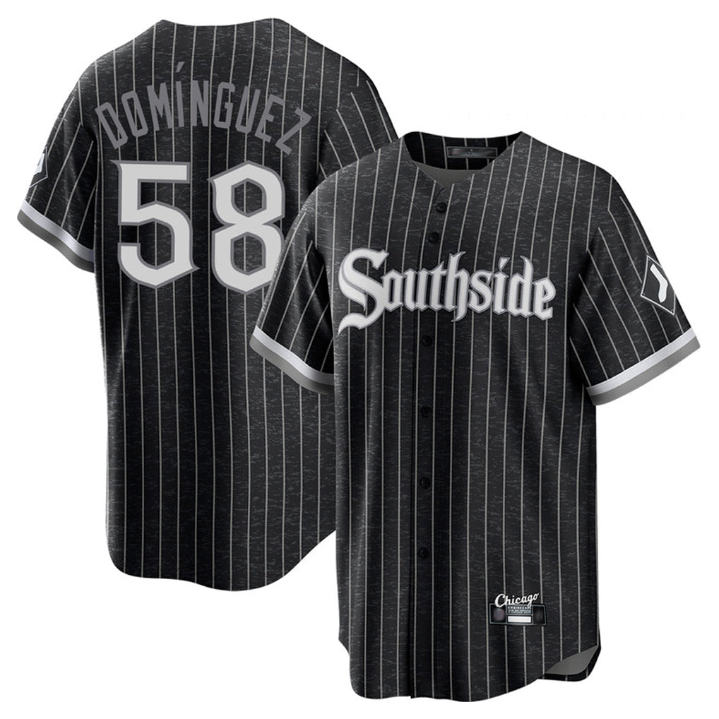 Pouc C.White Sox #58 Seranthony Dom¡§anguez Player Black City Connect Home Game Stitched Jerseys
