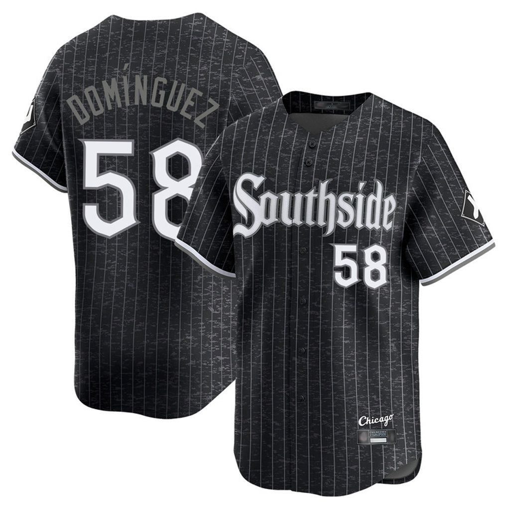 Pouc C.White Sox #58 Seranthony Dom¡§anguez Player Black City Connect Limited Home Stitched Jerseys