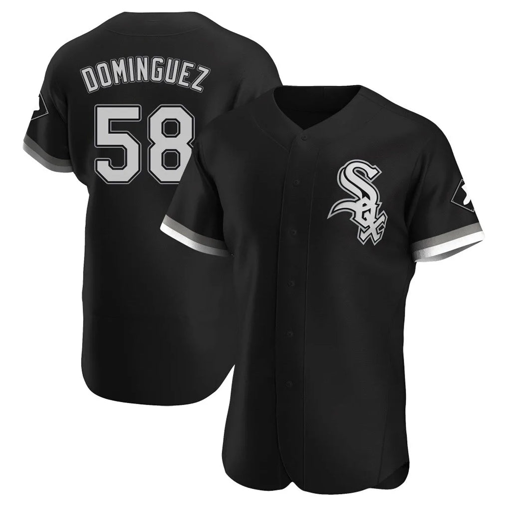Pouc C.White Sox #58 Seranthony Dom¡§anguez Player Black Limited Elite Home Stitched Jerseys