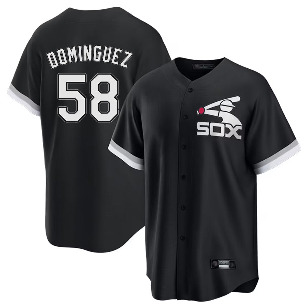 Pouc C.White Sox #58 Seranthony Dom¡§anguez Player Black Spring Training Game Stitched Jerseys