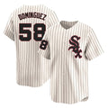 Pouc C.White Sox #58 Seranthony Dom¡§anguez Player Cream Cooperstown Collection Limited Home Stitched Jerseys