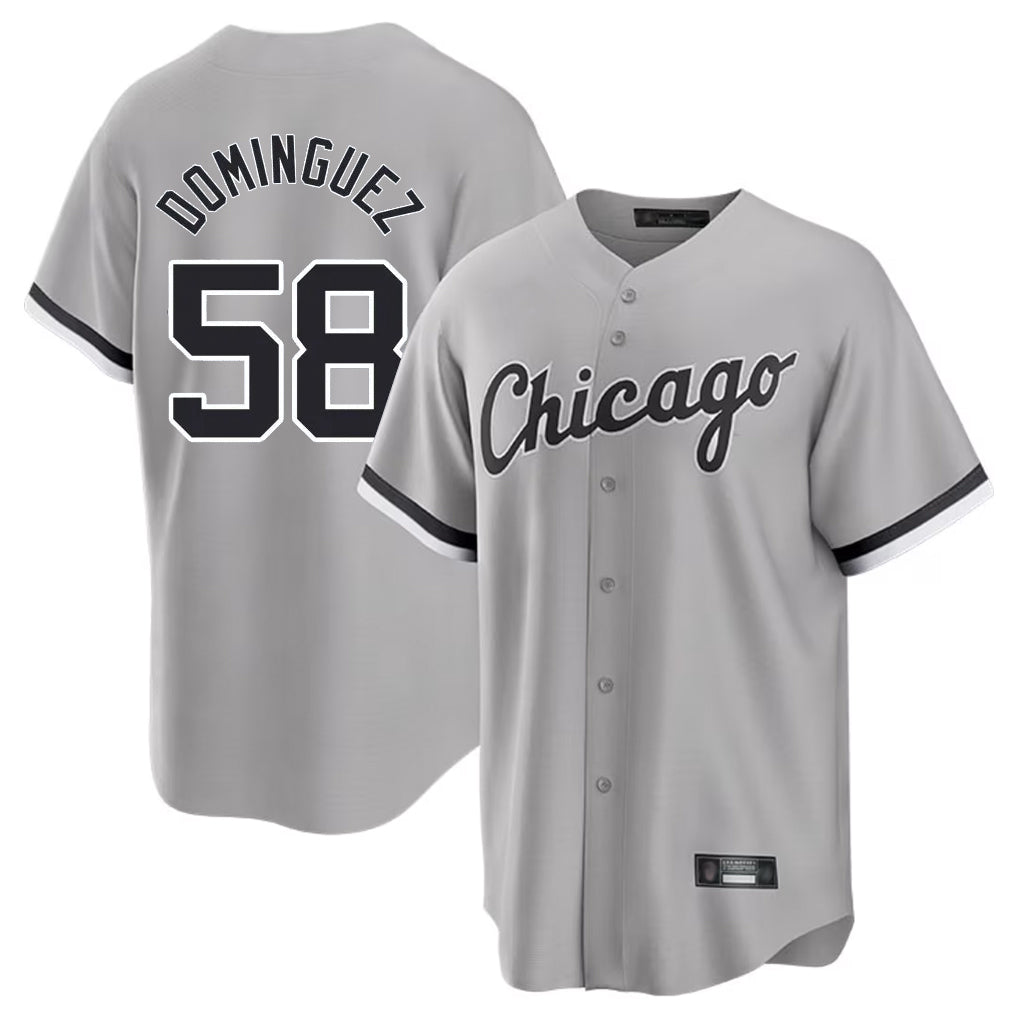 Pouc C.White Sox #58 Seranthony Dom¡§anguez Player Gray Home Game Stitched Jerseys