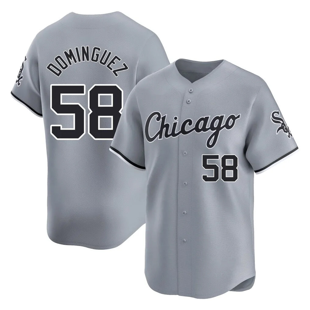 Pouc C.White Sox #58 Seranthony Dom¡§anguez Player Gray Road Limited Home Stitched Jerseys
