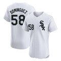 Pouc C.White Sox #58 Seranthony Dom¡§anguez Player White Stripe Limited Elite Home Stitched Jerseys