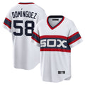 Pouc C.White Sox #58 Seranthony Dom¡§anguez Player White T-shirt Home Game Stitched Jerseys