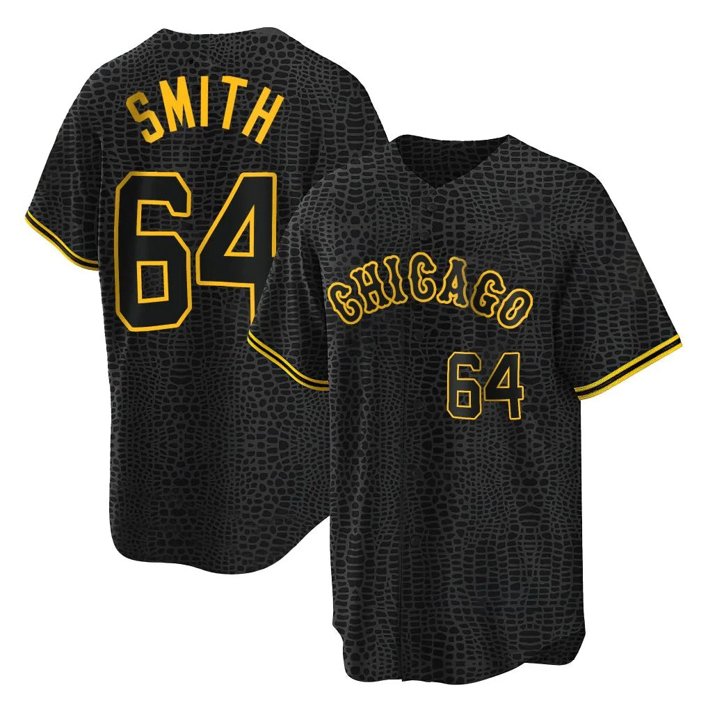 Pouc C.White Sox #64 Shane Smith Player Black Snake Skin City Home Game Stitched Jerseys