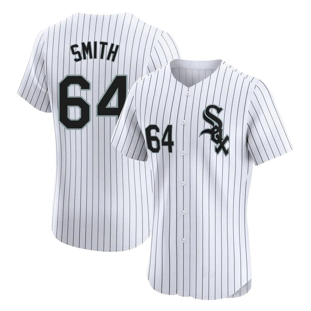 Pouc C.White Sox #64 Shane Smith Player White Stripe Limited Elite Home Stitched Jerseys