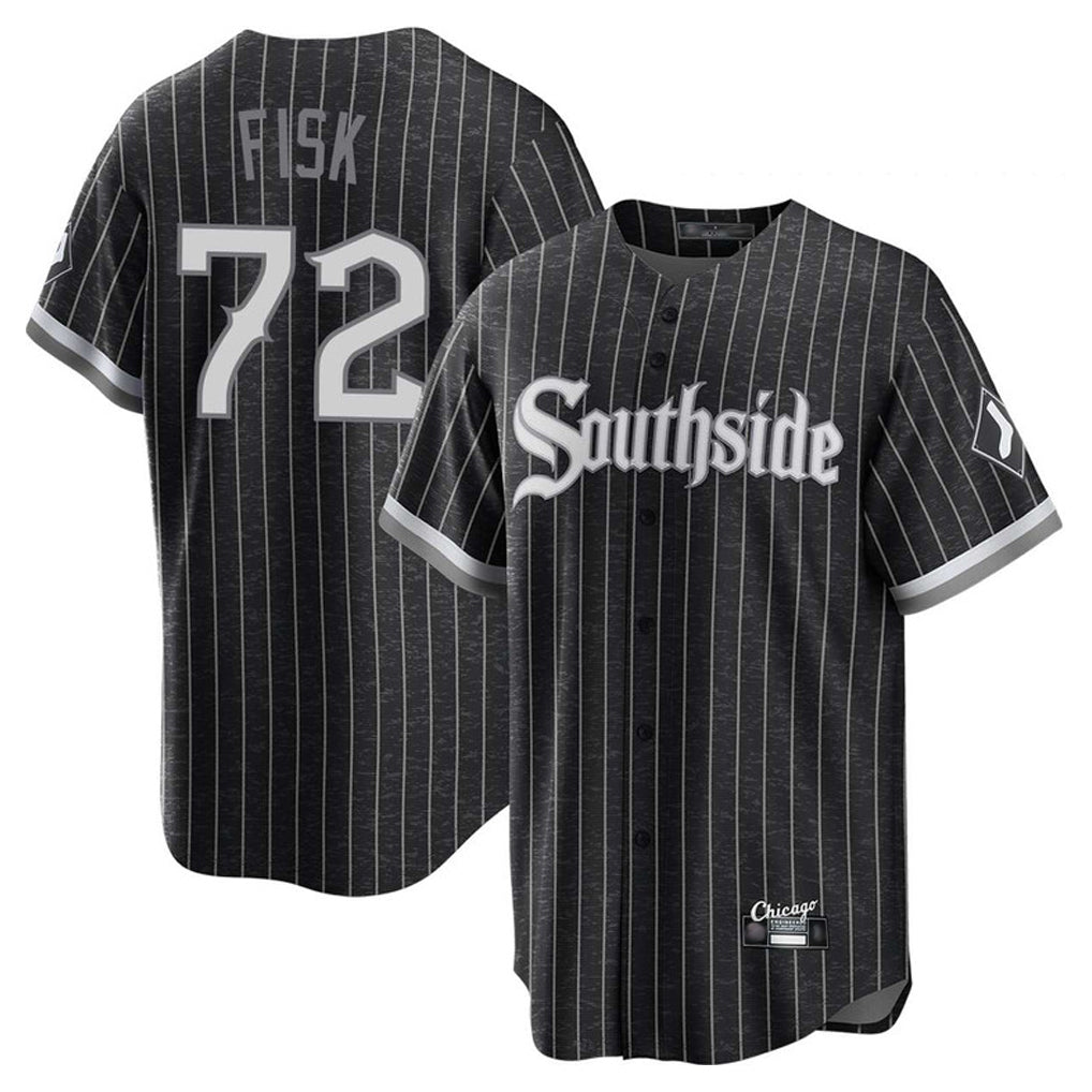 Pouc C.White Sox #72 Carlton Fisk Player Black City Connect Home Game Stitched Jerseys