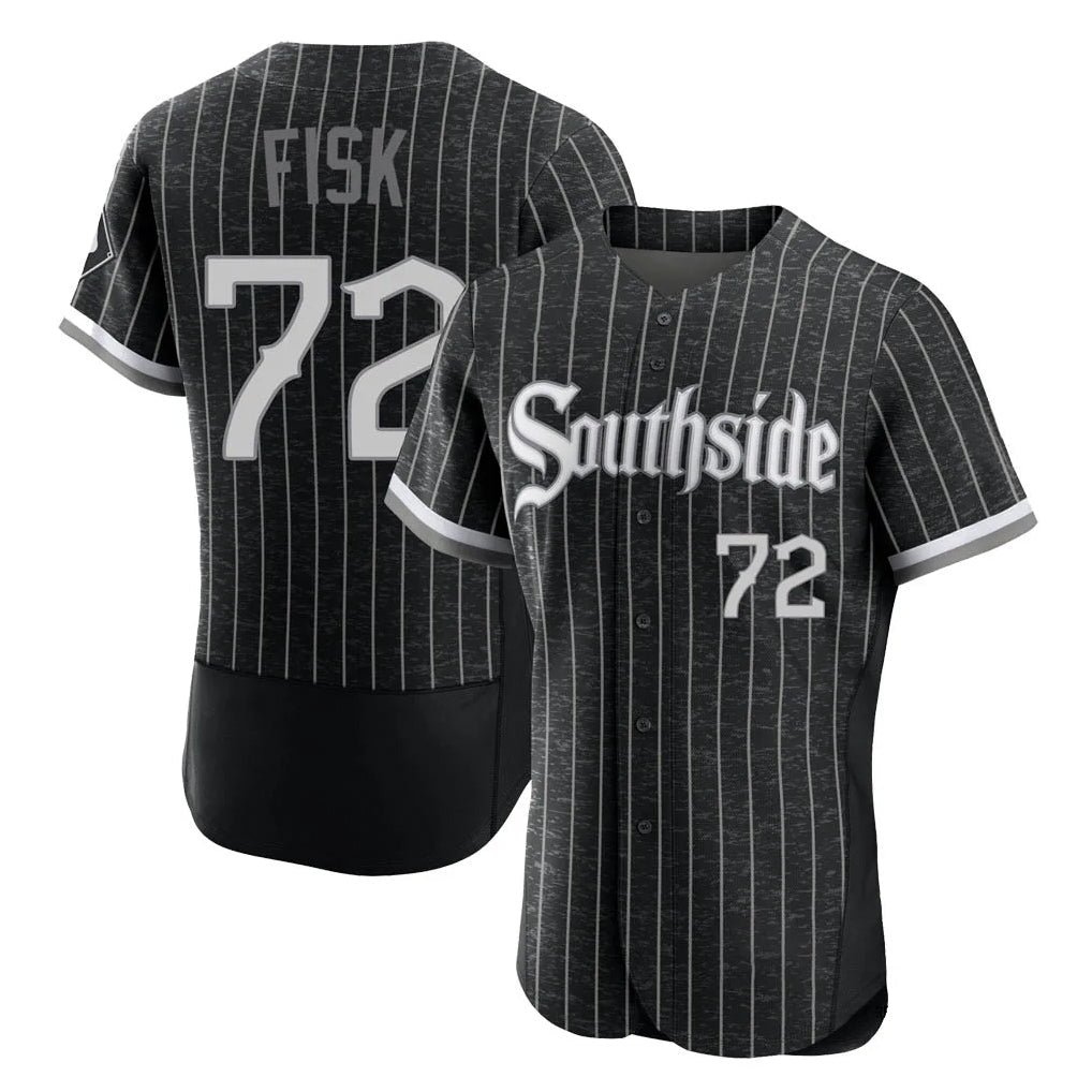 Pouc C.White Sox #72 Carlton Fisk Player Black City Connect Limited Elite Home Stitched Jerseys