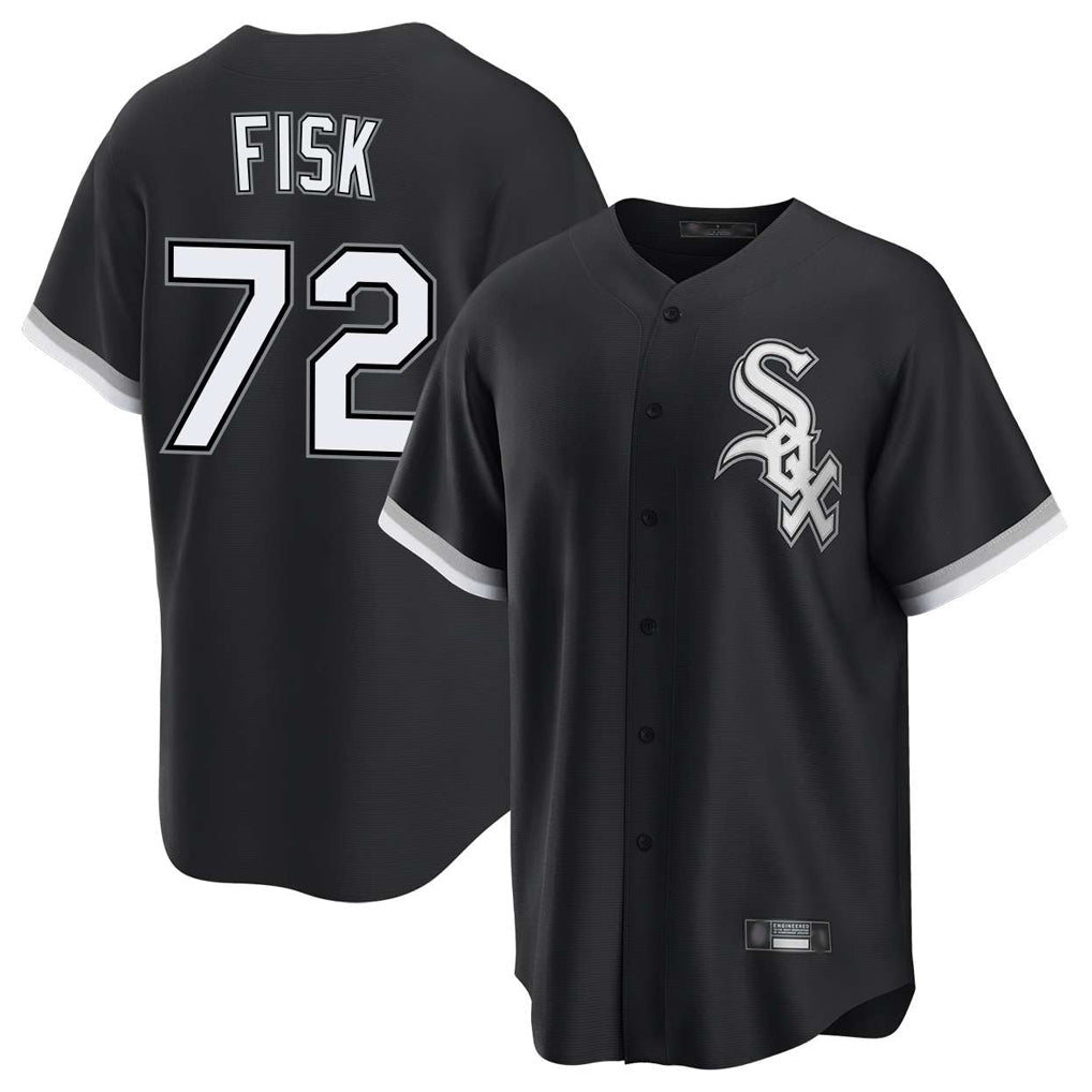 Pouc C.White Sox #72 Carlton Fisk Player Black Home Game Stitched Jerseys