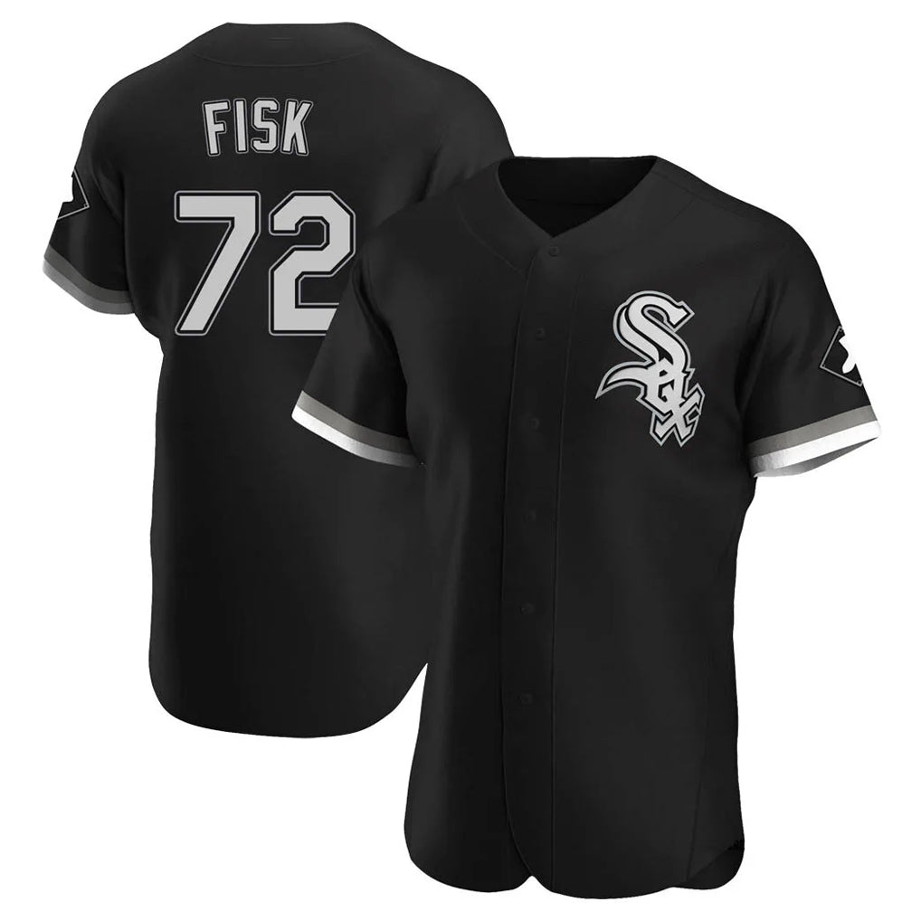 Pouc C.White Sox #72 Carlton Fisk Player Black Limited Elite Home Stitched Jerseys
