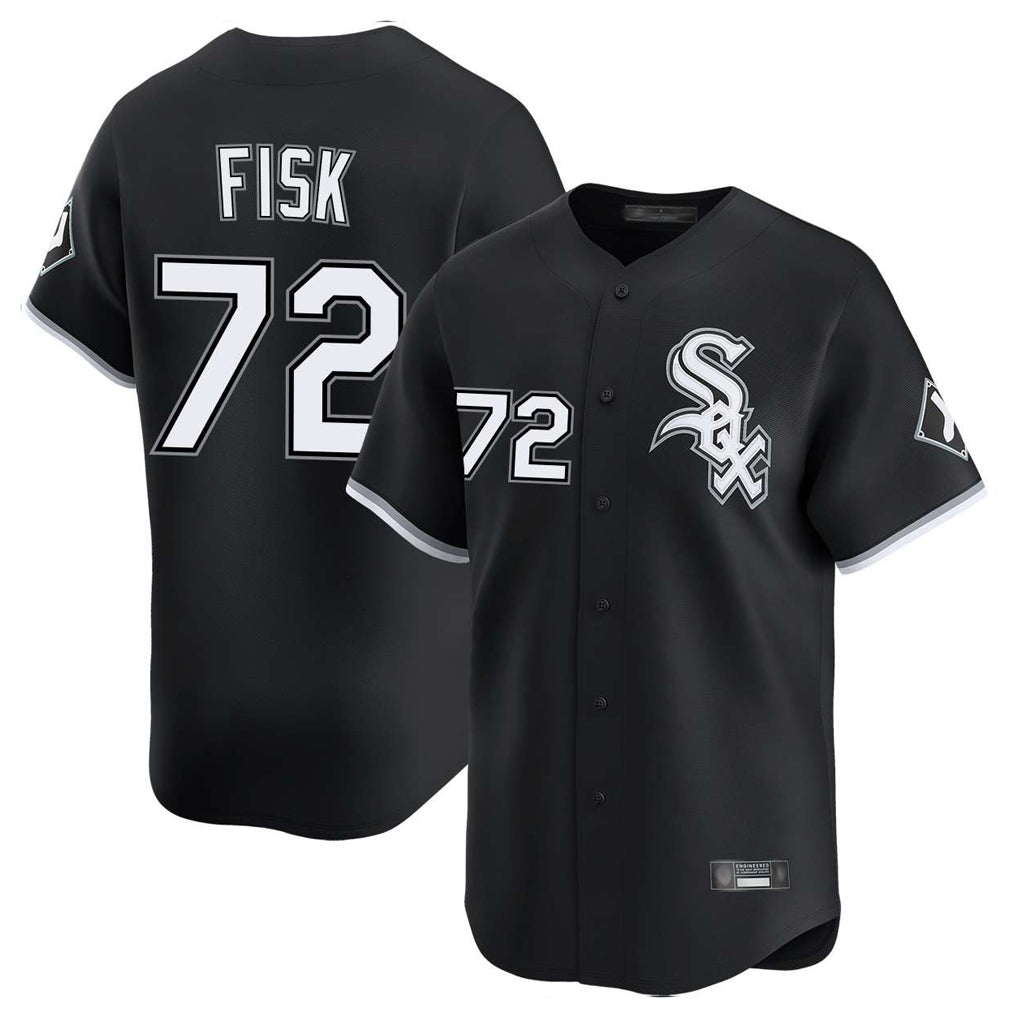 Pouc C.White Sox #72 Carlton Fisk Player Black Limited Home Stitched Jerseys
