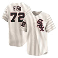 Pouc C.White Sox #72 Carlton Fisk Player Cream Cooperstown Collection Limited Home Stitched Jerseys