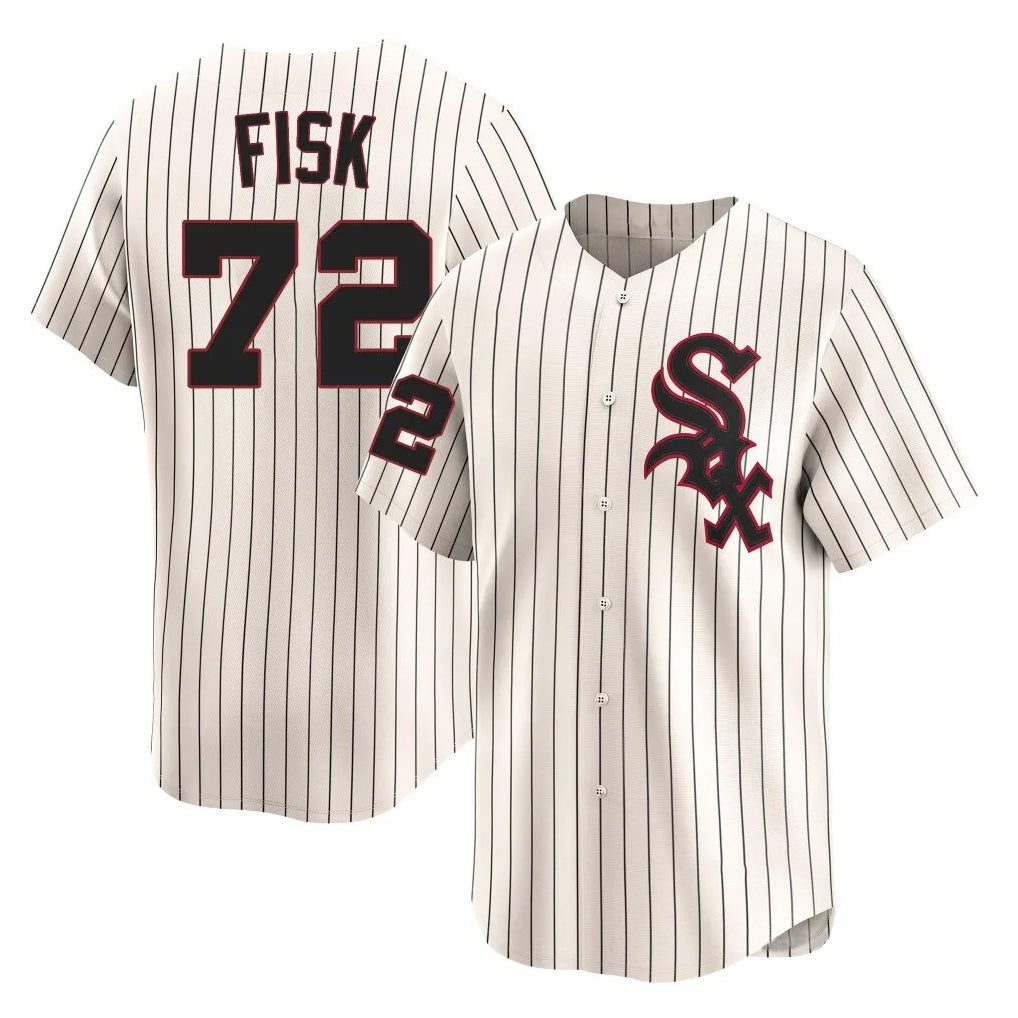 Pouc C.White Sox #72 Carlton Fisk Player Cream Cooperstown Collection Limited Home Stitched Jerseys