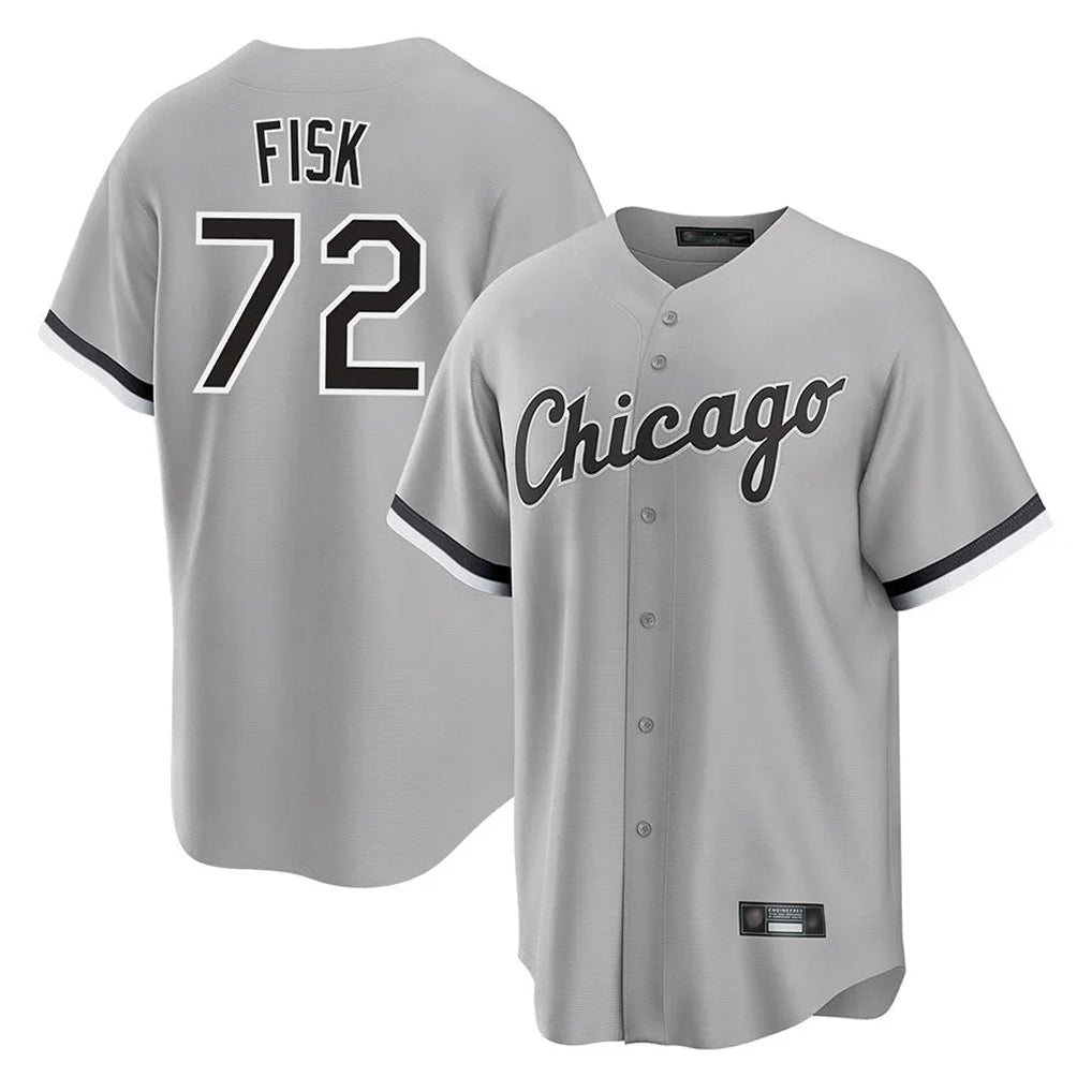 Pouc C.White Sox #72 Carlton Fisk Player Gray Home Game Stitched Jerseys