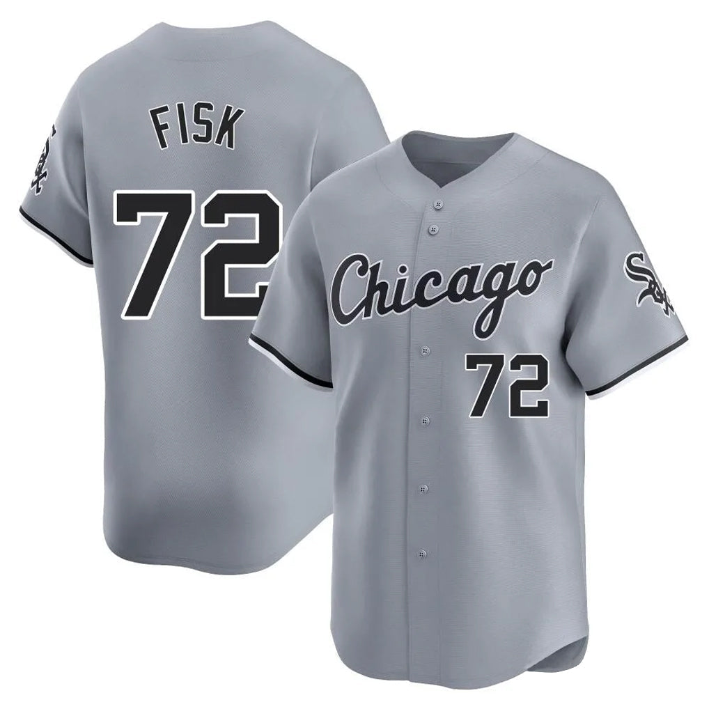 Pouc C.White Sox #72 Carlton Fisk Player Gray Road Limited Home Stitched Jerseys