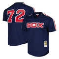 Pouc C.White Sox #72 Carlton Fisk Player Navy Mitchell & Ness Cooperstown Collection Mesh Game Stitched Jerseys