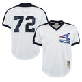 Pouc C.White Sox #72 Carlton Fisk Player White Mitchell & Ness Cooperstown Collection Mesh Game Stitched Jerseys