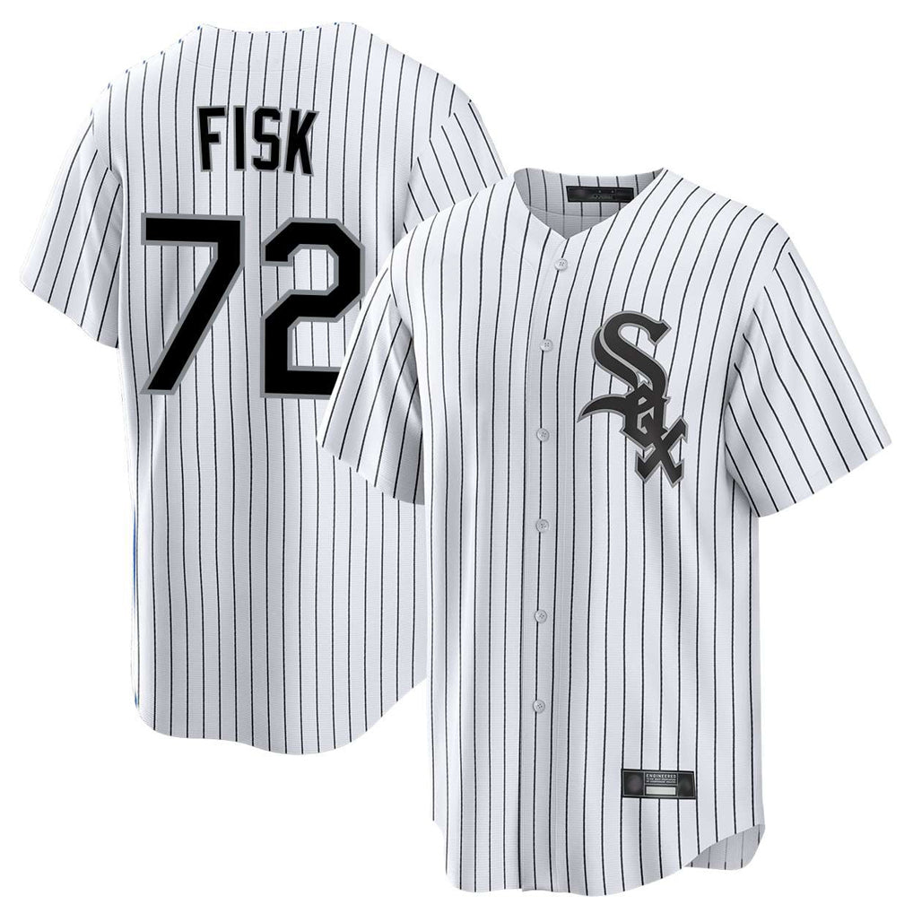 Pouc C.White Sox #72 Carlton Fisk Player White Stripe Home Game Stitched Jerseys