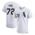 Pouc C.White Sox #72 Carlton Fisk Player White Stripe Limited Elite Home Stitched Jerseys