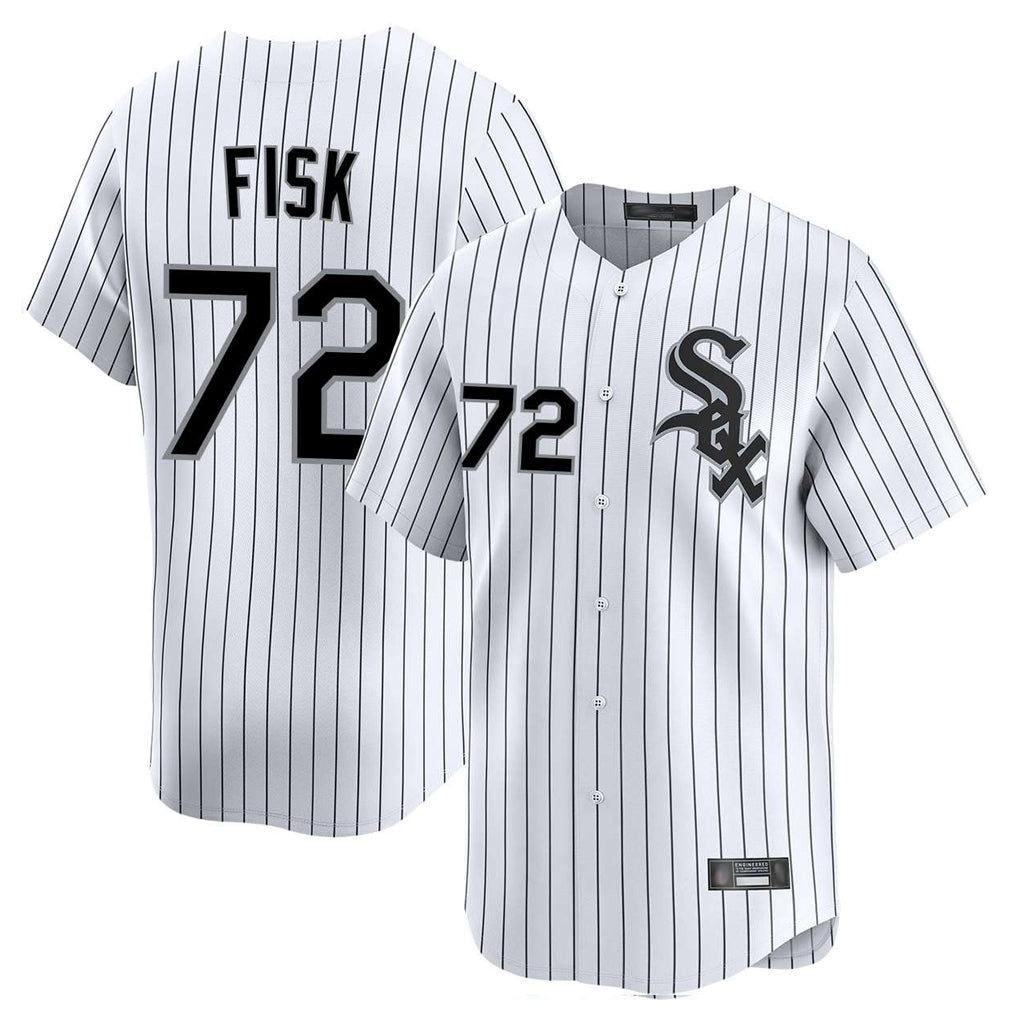 Pouc C.White Sox #72 Carlton Fisk Player White Stripe Limited Home Stitched Jerseys