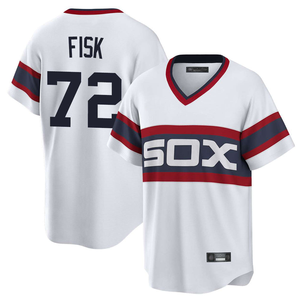 Pouc C.White Sox #72 Carlton Fisk Player White T-shirt Home Game Stitched Jerseys