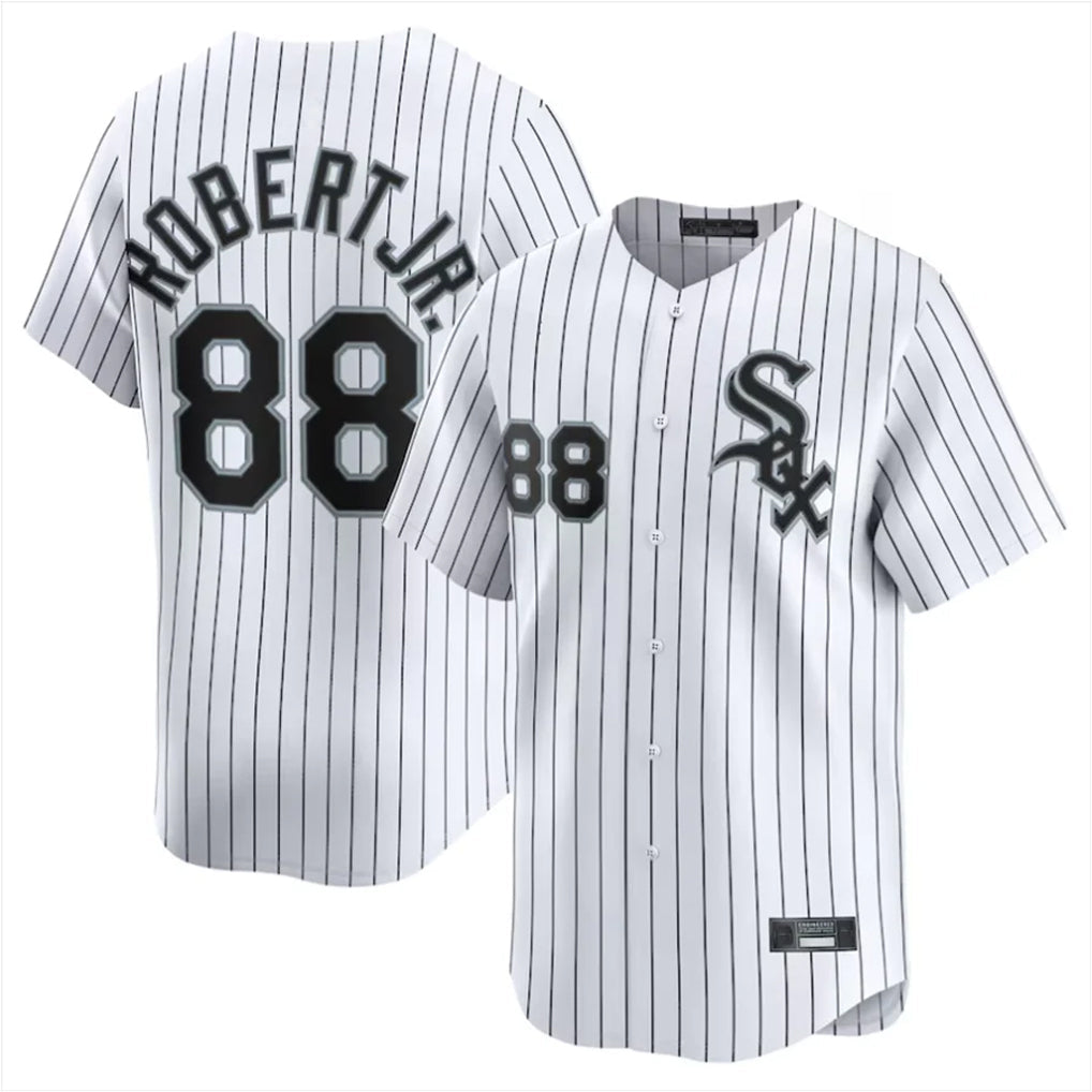 Pouc C.White Sox #88 Luis Robert Jr Player White Stripe Limited Home Stitched Jerseys